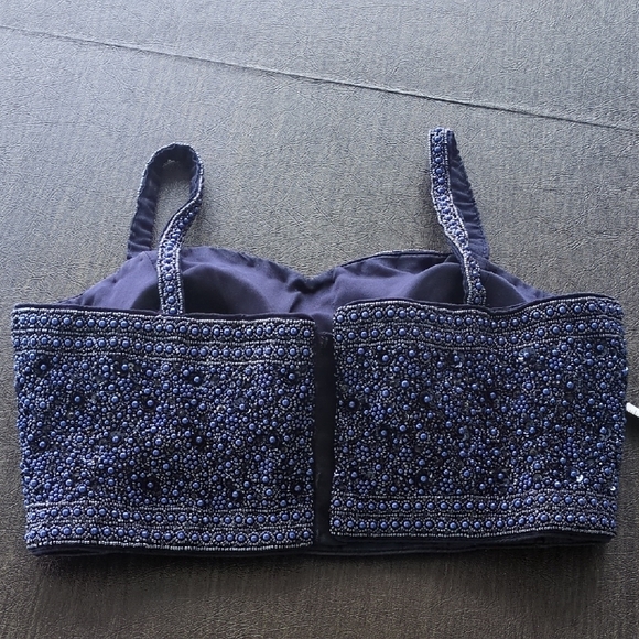 Beaded Blue Crop Top - Picture 4 of 12